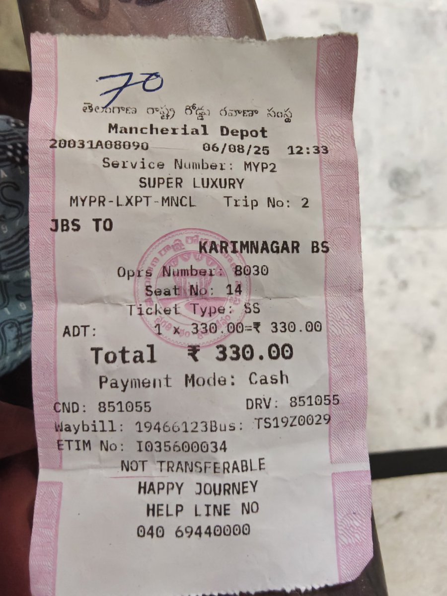 Maneesh_neeli's tweet photo. Dear @SajjanarVC sir
Faced a horrible experience today in a Super Luxury TSRTC bus.
The driver threatened me, refused to give the ticket, used filthy lang'g  &amp; even intimidated girl passengers.This is outrageous.
Suspend him permntly..has no place in public service. @TGSRTCHQ https://t.co/CSASDbMkM3