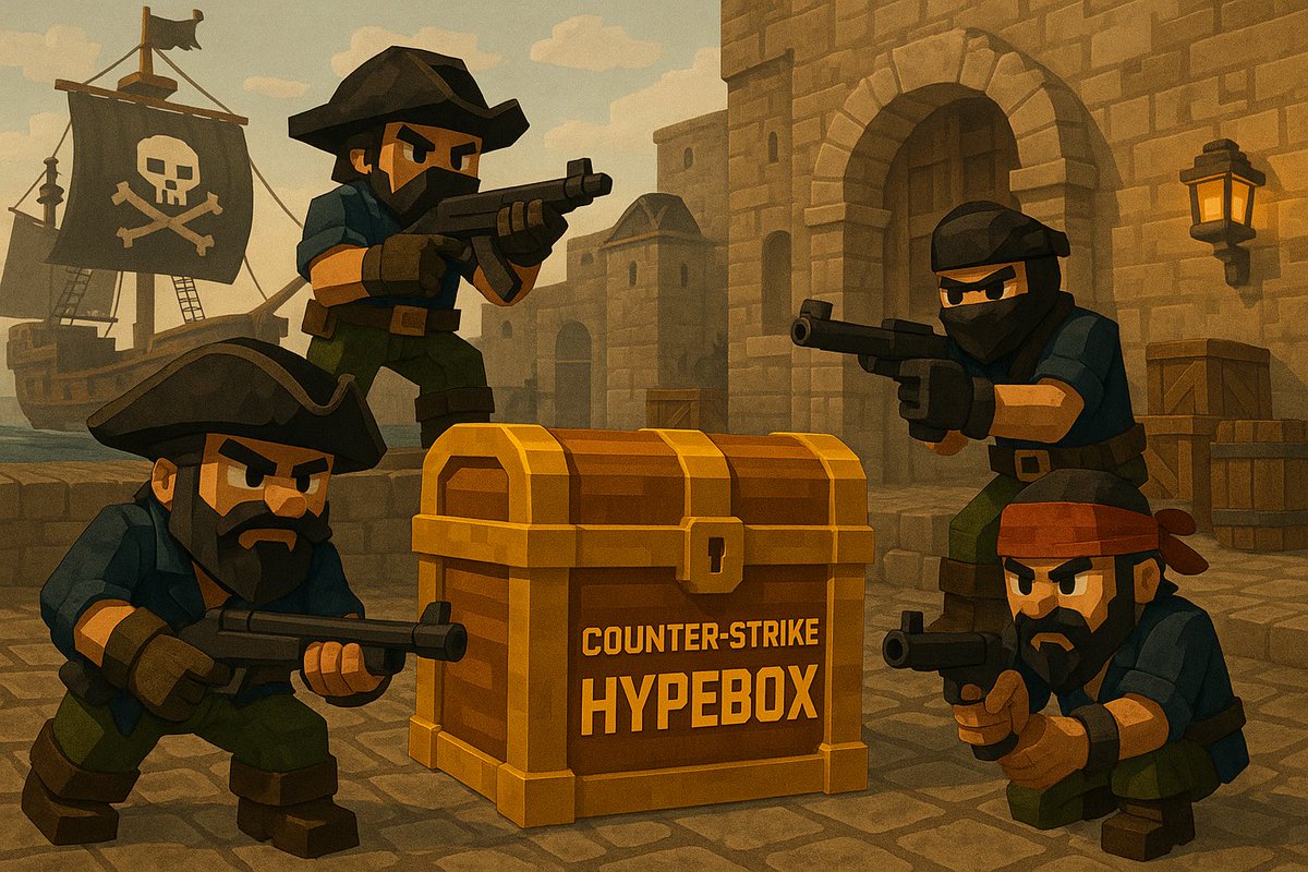 The Counter-Strike Hypebox has just released on Factions: Pirate. Pull that gold gold gold now! 🎁

To celebrate, we'll be giving away:
🔫 6x COUNTER-STRIKE HYPEBOXES
🔫 3x COUNTER-STRIKE HYPEBOXES
🪙 3,500x GOLD 

Follow us, Retweet, and Like to enter! 🧨