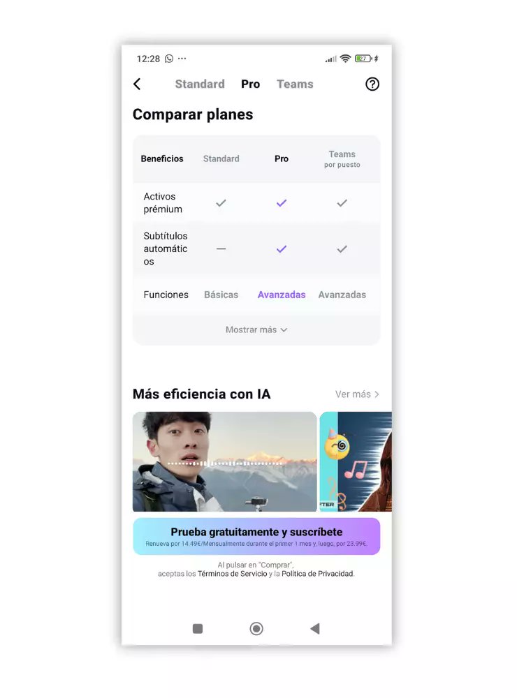 2patodiary's tweet photo. Esos 8€ (o 12€) son el "standard" que no sirve ni para exportar en mas de 1080p. Así que acabamos teniendo que pagar los 23 eurazos que vale el CapCut Pro porque no editamos 3 meses para tener 25 videos en 1080p. (Las fotos ⬇️ son de google) https://t.co/MA53vxTbA4