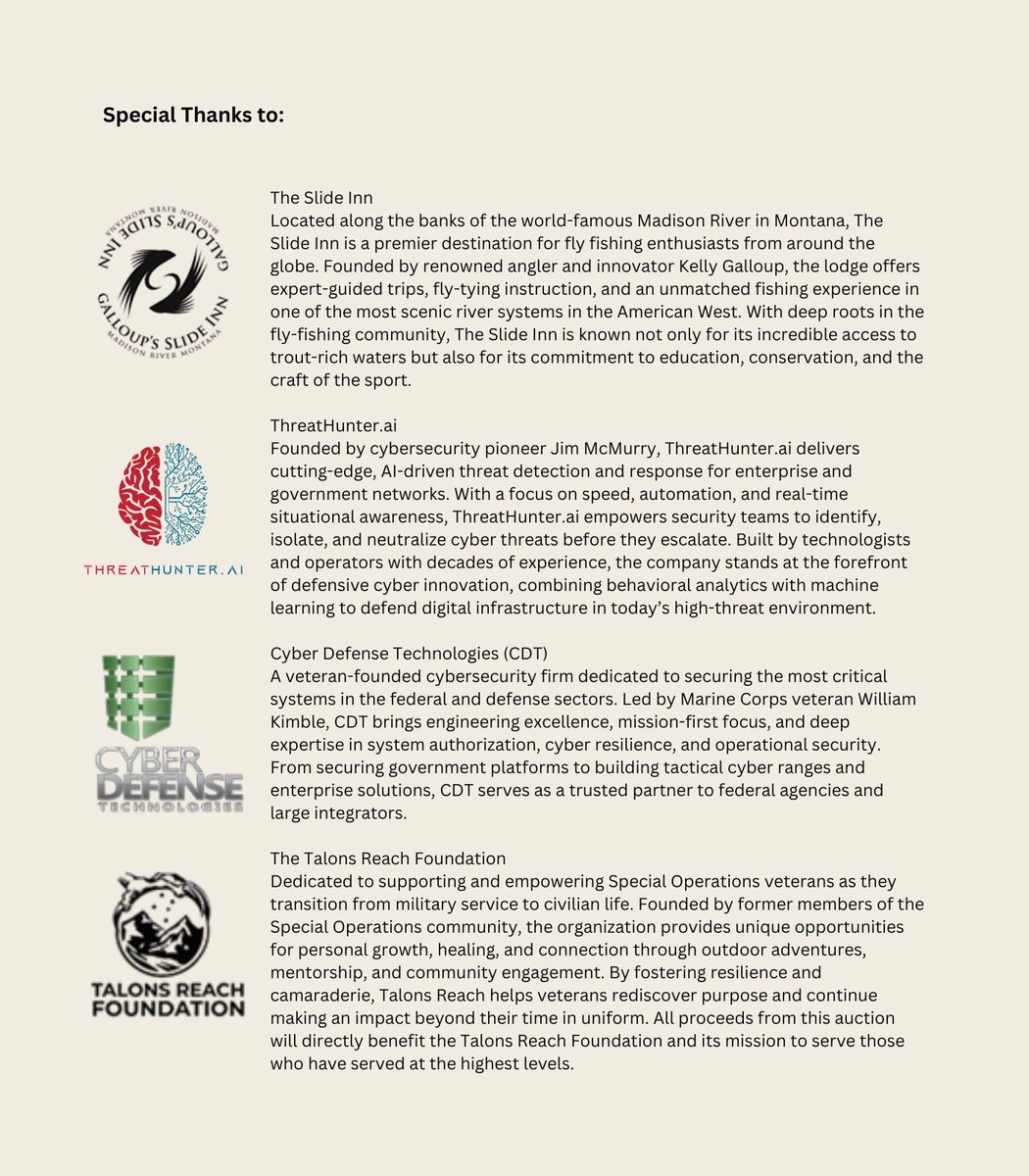 Big news from #VETCON2025! Get ready to bid on exclusive experiences, cutting-edge gear, and once-in-a-lifetime adventures at this year’s auction.

A special thank you to our generous donors for making it all possible!