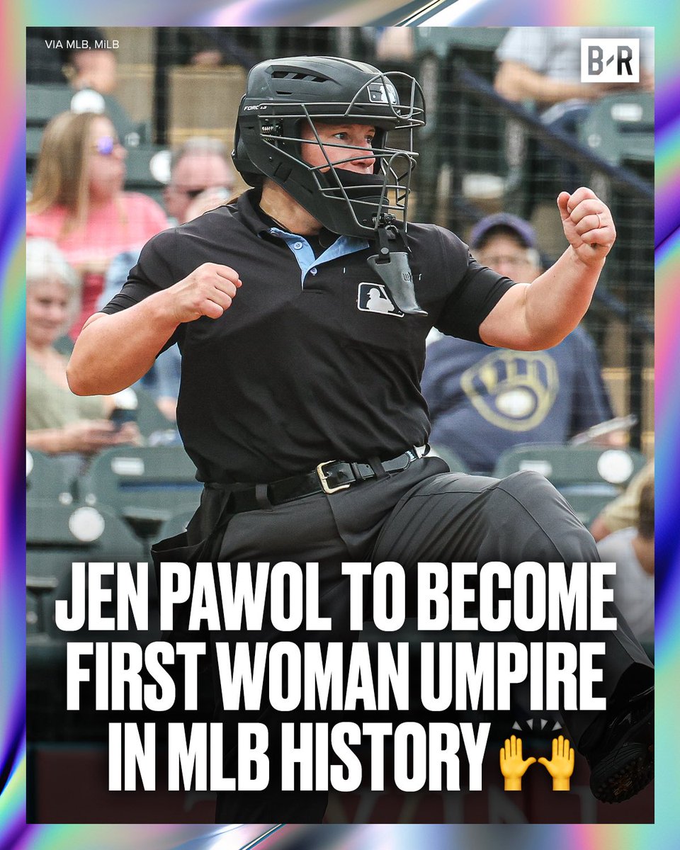 Minor League ump Jen Pawol will make history as the FIRST EVER woman umpire in the MLB 🙌

Pawol has been called up for a three game Marlins-Braves series this weekend 🔥

(via <a href="/MLB/">MLB</a>, <a href="/MiLB/">Minor League Baseball</a>)