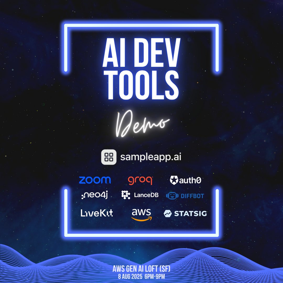 Statsig (@statsig) on Twitter photo Join us this Friday, August 8th at AI Dev Tool Demo Night for an inside look at how we partnered with <a href="/sampleappai/">Sampleapp.ai</a> to build a prompt-to-app generator that lets you test Statsig in seconds.
Type a prompt, get a working app, and see our product analytics in action.
🗓️ Register Join us this Friday, August 8th at AI Dev Tool Demo Night for an inside look at how we partnered with <a href="/sampleappai/">Sampleapp.ai</a> to build a prompt-to-app generator that lets you test Statsig in seconds.
Type a prompt, get a working app, and see our product analytics in action.
🗓️ Register