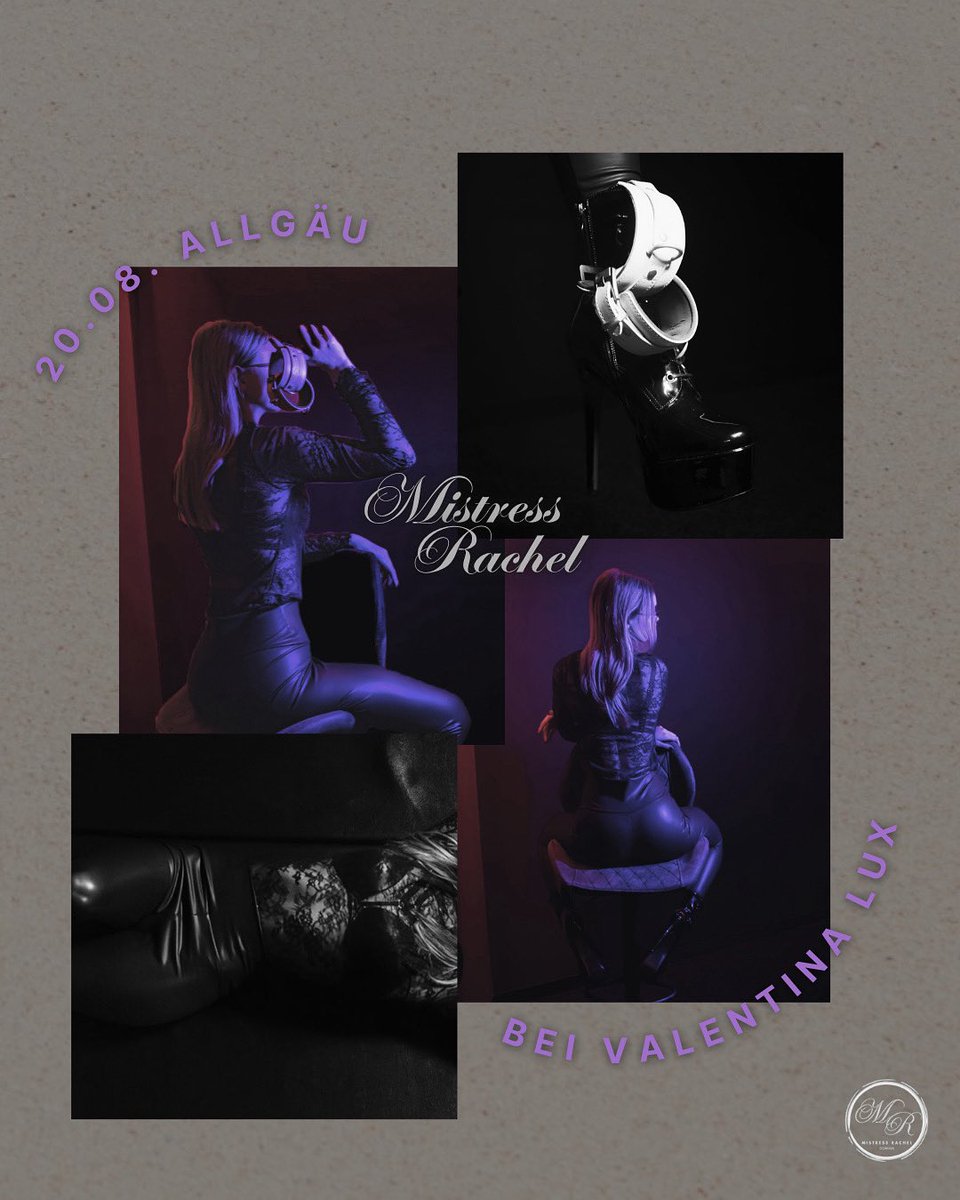 Mistress Rachel (@miss__rachel) on Twitter photo Jetzt Session sichern:
📍 19.08. – <a href="/DominaStudioMuc/">Forbidden Garden Domina Studio München</a>
📍 20.08. – Allgäu bei <a href="/ValentinaLux2/">Valentina Lux 👑</a>
Eine vorerst einmalige Gelegenheit, mich außerhalb meines Stammstudios zu erleben - Exklusivität ist garantiert.
🔗 mistress-rachel.de/book-online
📱+ 49 176 36733166 (keine Anrufe! - Jetzt Session sichern:
📍 19.08. – <a href="/DominaStudioMuc/">Forbidden Garden Domina Studio München</a>
📍 20.08. – Allgäu bei <a href="/ValentinaLux2/">Valentina Lux 👑</a>
Eine vorerst einmalige Gelegenheit, mich außerhalb meines Stammstudios zu erleben - Exklusivität ist garantiert.
🔗 mistress-rachel.de/book-online
📱+ 49 176 36733166 (keine Anrufe! -