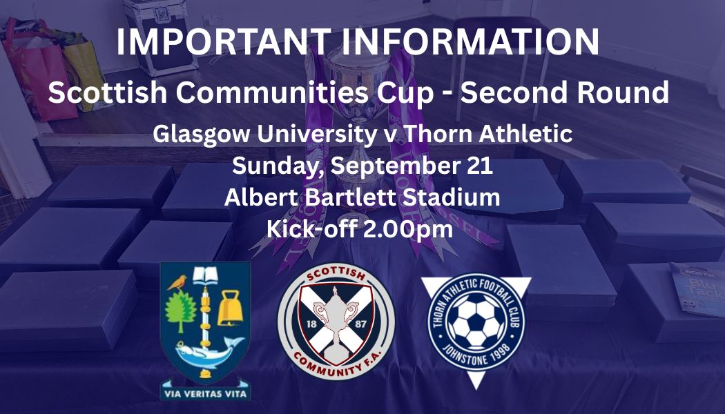 𝙁𝙄𝙓𝙏𝙐𝙍𝙀 𝙐𝙋𝘿𝘼𝙏𝙀 ||

Due to a number of scheduling factors including SPFL and Lowland League games our Scottish Communities Cup second round match against Glasgow University has been moved to a Sunday.

Please see full details below ⬇️