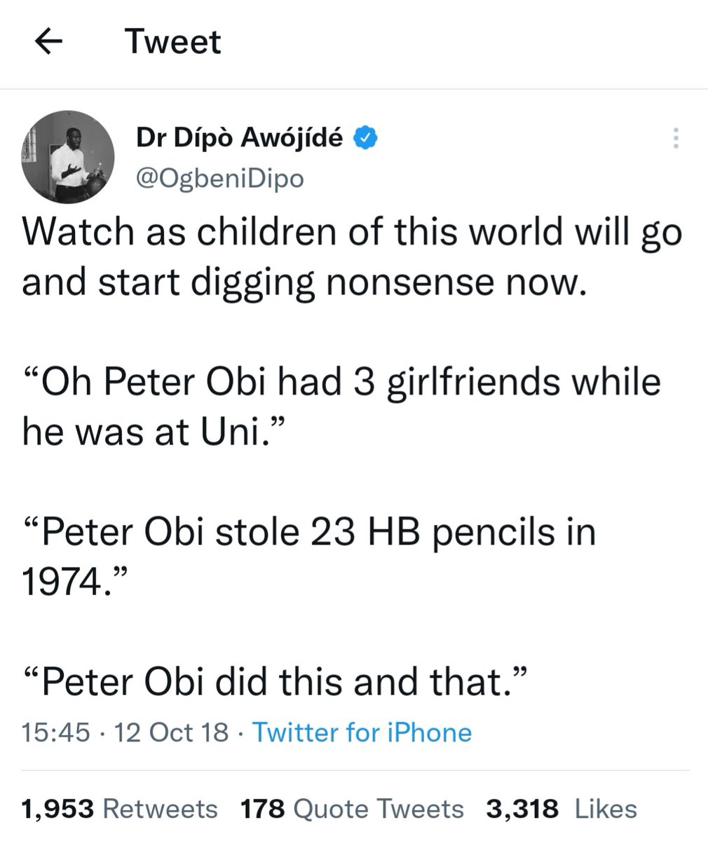A thread!

Here is a collection of yesteryear tweets of some of the who are calling Obi names today. 

From Reno and Dipo