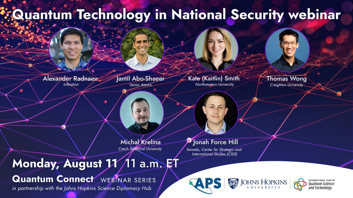 Tom Wong (@thomasgwong) on Twitter photo On Monday, I'll be speaking on a panel on Quantum Technology in National Security, hosted by <a href="/APSphysics/">American Physical Society</a> and <a href="/JohnsHopkins/">Johns Hopkins University</a>. Register at aps.org/events/webinar…. #IYQ2025 #QuantumYear On Monday, I'll be speaking on a panel on Quantum Technology in National Security, hosted by <a href="/APSphysics/">American Physical Society</a> and <a href="/JohnsHopkins/">Johns Hopkins University</a>. Register at aps.org/events/webinar…. #IYQ2025 #QuantumYear