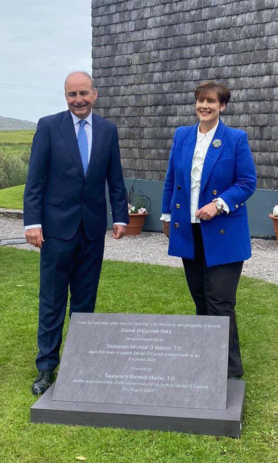 NormaFoleyTD1's tweet photo. An historic day in both Derrynane and Cahersiveen with Taoiseach Micheál Martin  for the 250th anniversary of the birth of Daniel O’Connell - the Liberator. #DanielOConnell https://t.co/8H3ttkcJJg