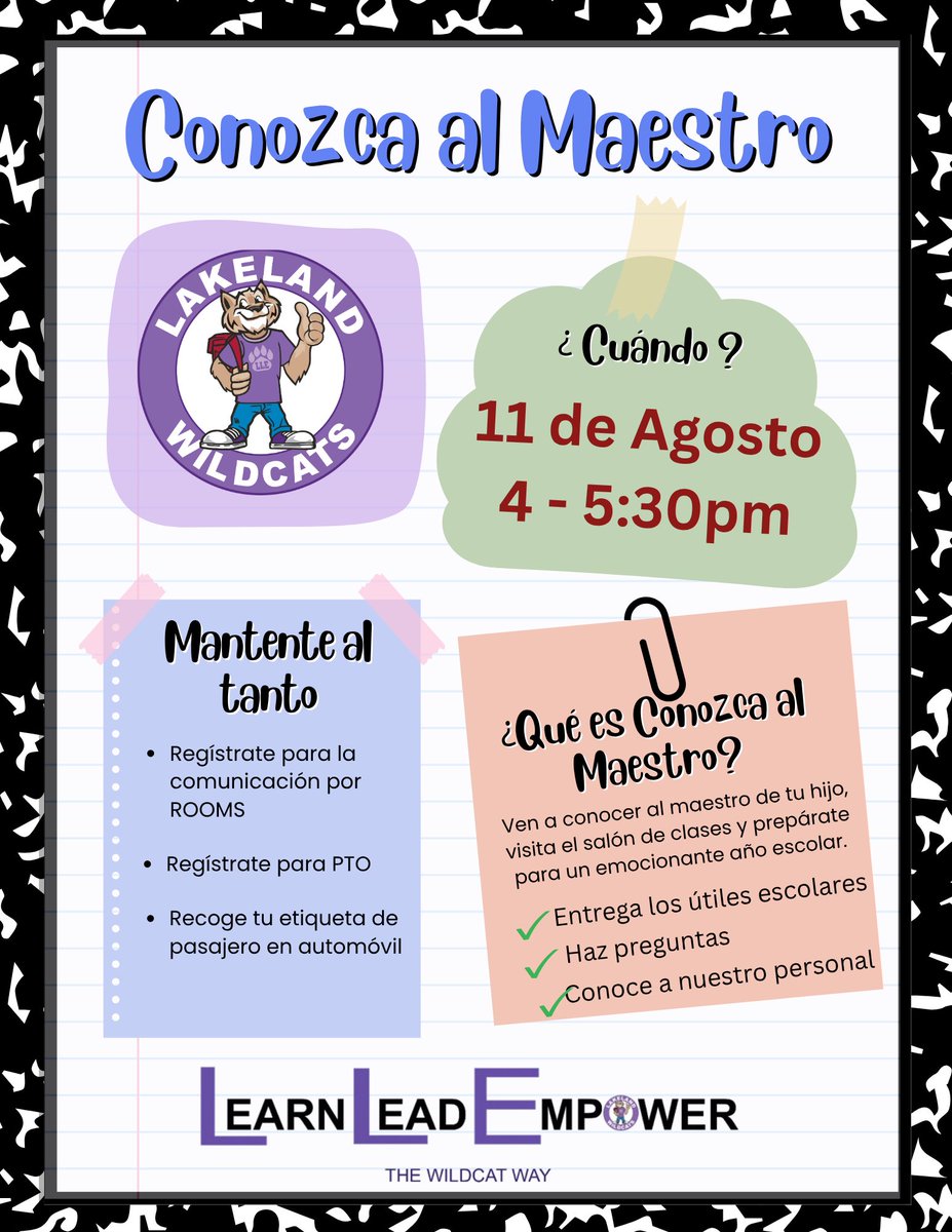 Lakeland Elementary (@humbleisd_lle) on Twitter photo 📚 Meet the Teacher Night is Almost Here! ✏️
Join us on August 11th from 4:00–5:30 PM to meet your teachers, tour the school, and get excited for a fantastic year ahead at Lakeland! #LearnLeadEmpower <a href="/ArmyAg86/">Patrick Andrus</a> <a href="/CharneaJon67085/">Charnea Jones</a> 📚 Meet the Teacher Night is Almost Here! ✏️
Join us on August 11th from 4:00–5:30 PM to meet your teachers, tour the school, and get excited for a fantastic year ahead at Lakeland! #LearnLeadEmpower <a href="/ArmyAg86/">Patrick Andrus</a> <a href="/CharneaJon67085/">Charnea Jones</a>