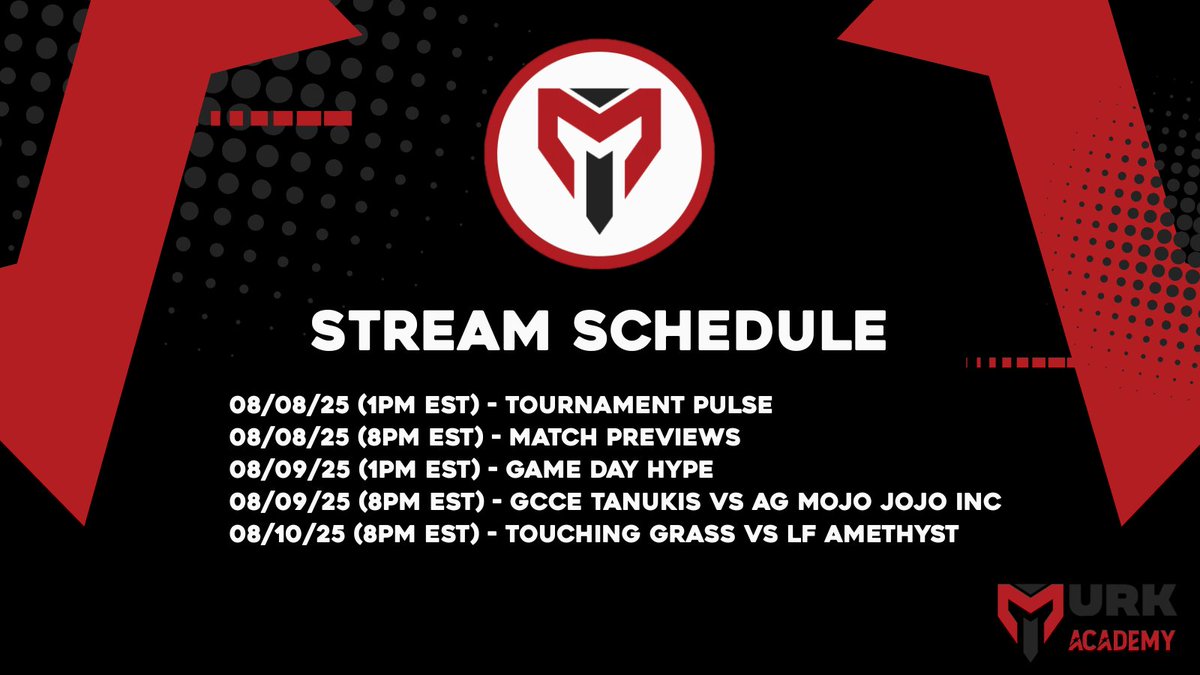 📢 ANNOUNCEMENT TIME
We’ve got 3 streams and 2 epic matches coming your way!
Murk Academy is heating up 🔥

Watch it LIVE: [twitch.tv/murkesports](twitch.tv/murkesports)
#LeagueOfLegends #MurkAcademy #IBSG