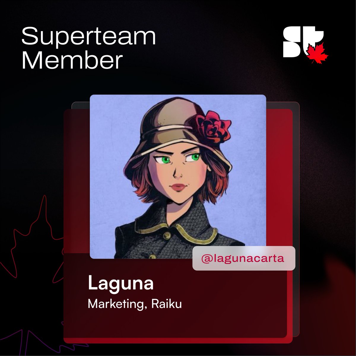 Superteam Canada (@superteamcan) on Twitter photo Welcome <a href="/lagunacarta/">Laguna π΄</a> to Superteam Canada! π₯
Currently leading marketing at Raiku (<a href="/raikucom/">Raiku π</a>), Elizabeth previously ran content and socials for Orca and MCβd for Solana Foundation at APEX Budapest π€
Based near Ottawa and repping globally.
Stoked to have you! π«‘π Welcome <a href="/lagunacarta/">Laguna π΄</a> to Superteam Canada! π₯
Currently leading marketing at Raiku (<a href="/raikucom/">Raiku π</a>), Elizabeth previously ran content and socials for Orca and MCβd for Solana Foundation at APEX Budapest π€
Based near Ottawa and repping globally.
Stoked to have you! π«‘π