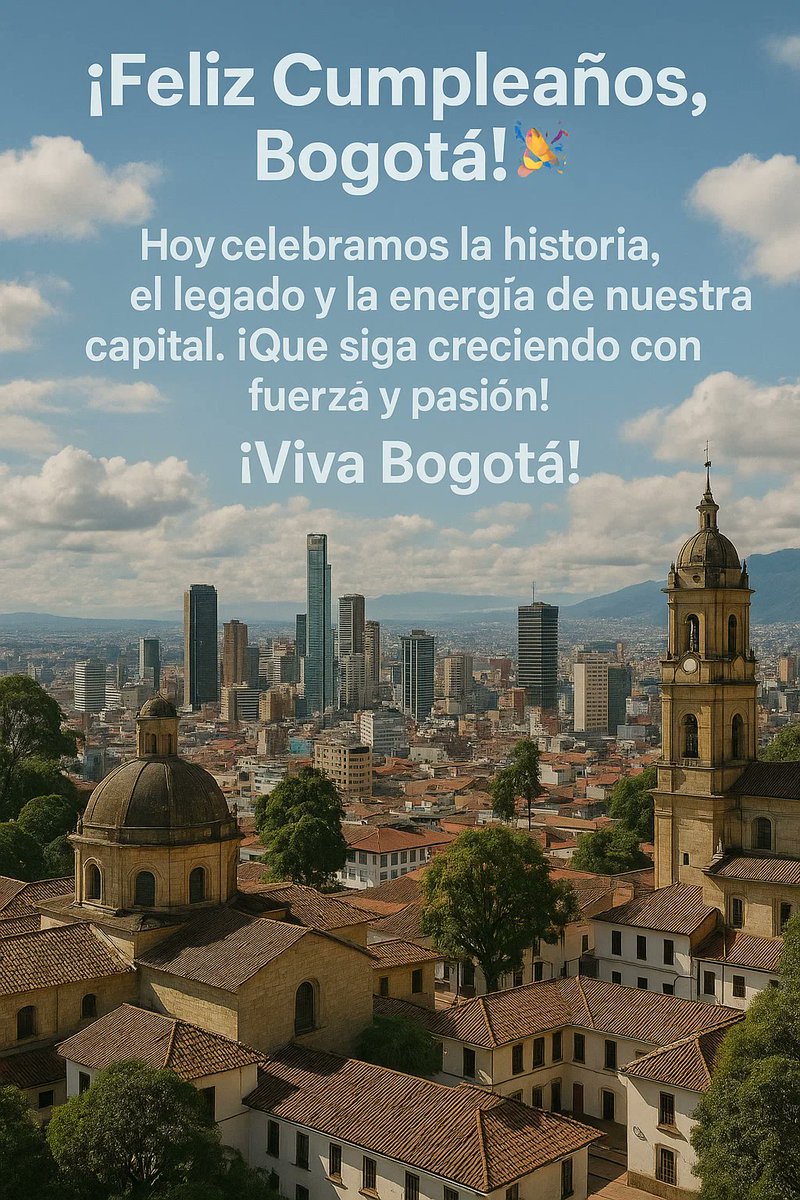 ecoosolicoo's tweet photo. #FELIZCUMPLEAÑOSBOGOTÁ ¡Feliz Cumpleaños, Bogotá! 🎉
Hoy celebramos la historia, el legado y la energía de nuestra capital. ¡Que siga creciendo con fuerza y pasión. Acogiendo a propios y extraños

¡Viva Bogotá!  Haz click aqui https://t.co/3KiyPPtP8R https://t.co/XuLBivvy0T