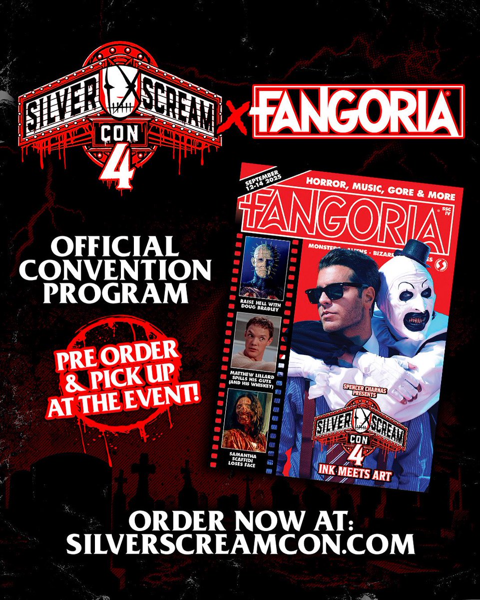 Funny how? Spencer Charnas &amp; Art the Clown grace the cover of our SSC4 special issue. 🤡🪓 Reserve your copy at SilverScreamCon.com for pickup at the DCU. No mail order. No mercy. Some clowning around. 🔪

Silver Scream Con 4
Worcester, MA 
September 12th - 14th

<a href="/FANGORIA/">FANGORIA</a>