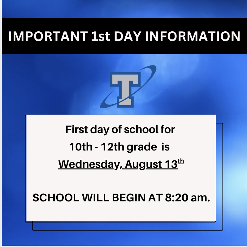 TITANS! The 2025-26 school year begins ONE WEEK from today! Please remember that one WEDNESDAYS we begin at 8:20 am! We can't wait to welcome you back to TITAN NATION!