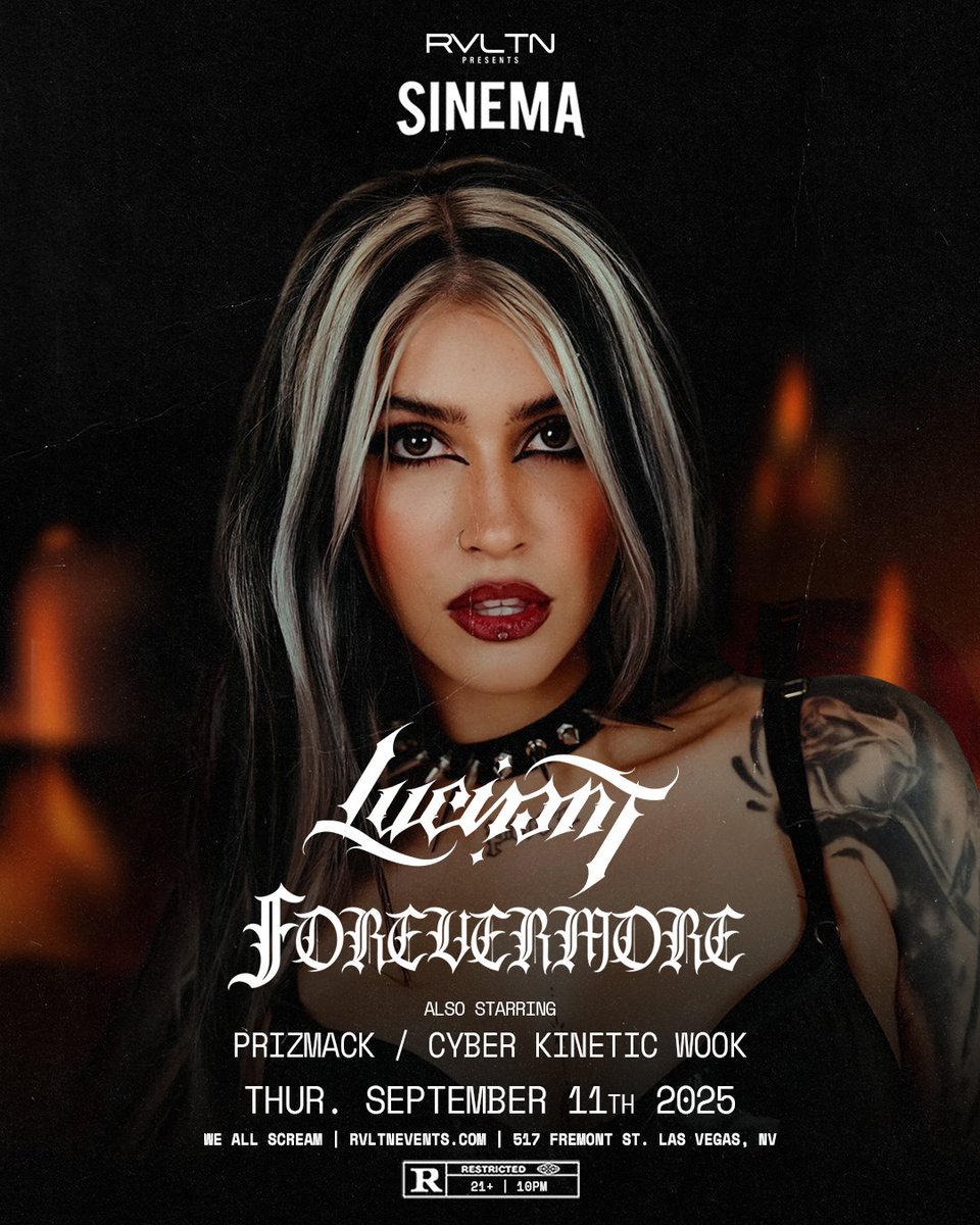 RVLTN Events ® (@ravealation) on Twitter photo Step into the shadows with Luci 🌒✨
@Luci_OfficialXO brings her 'Forevermore Tour' to <a href="/WeAllScreamDTLV/">We All Scream</a> on Thursday, September 11th 🌙💔 . A night of raw emotion, dark energy, and unforgettable sound🕯️! This is your chance to be part of the chaos 🔮
Don’t just feel it… LIVE Step into the shadows with Luci 🌒✨
@Luci_OfficialXO brings her 'Forevermore Tour' to <a href="/WeAllScreamDTLV/">We All Scream</a> on Thursday, September 11th 🌙💔 . A night of raw emotion, dark energy, and unforgettable sound🕯️! This is your chance to be part of the chaos 🔮
Don’t just feel it… LIVE
