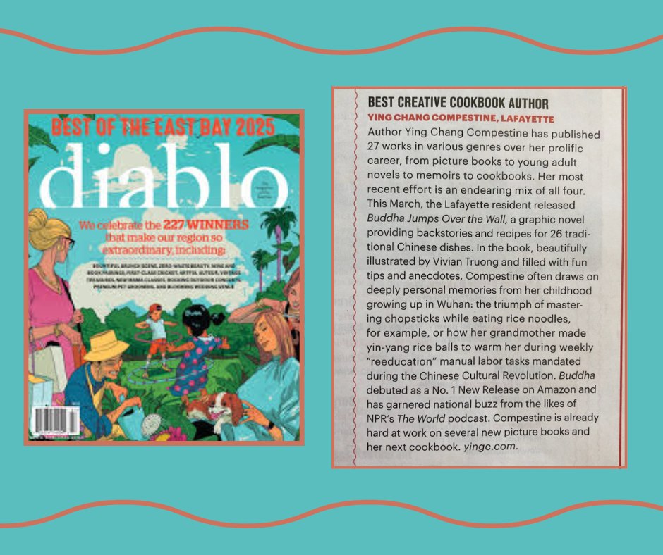 Ying Compestine (@ycompestine) on Twitter photo Thank you so much, <a href="/DiabloMagazine/">Diablo Magazine</a> , for featuring my new graphic novel cookbook, #BuddhaJumpsOvertheWall, in your Best of the East Bay issue! I’m so grateful for your continued support.
Stay tuned—more delicious adventures are on the way!
#cookbookauthor #cookbook #graphicnovel Thank you so much, <a href="/DiabloMagazine/">Diablo Magazine</a> , for featuring my new graphic novel cookbook, #BuddhaJumpsOvertheWall, in your Best of the East Bay issue! I’m so grateful for your continued support.
Stay tuned—more delicious adventures are on the way!
#cookbookauthor #cookbook #graphicnovel