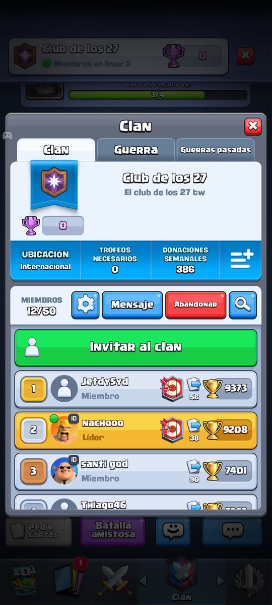 Ayer cree un clan de Clash Royale, me hacen la segunda y se meten 

Abajo les dejo la invitación