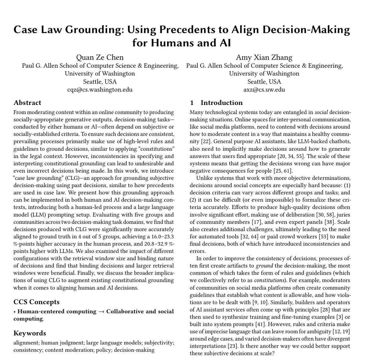 Online groups and communities often need to make decisions around social concepts like what content is appropriate.
But how do we ensure these decisions are aligned across human decision-makers or even AI systems?

We explore this in our work (CI '25): 📜 Case Law Grounding ⚖️