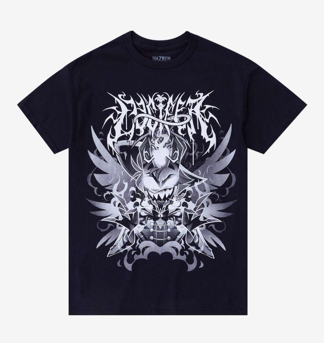 The Lucifer shirt I've been vibrating over getting to draw released today at HotTopic!

Fun fact: HT requested this specifically based on the Satan black metal shirt I drew for Shark Robot, unaware that I'm THAT Lucifer guy 🤭
#HazbinHotel #HazbinHotelLucifer