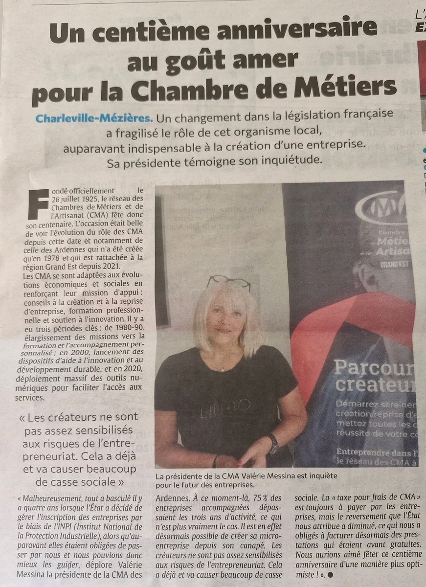 CMZEnOrdre (@cmz_enordre) on Twitter photo L’État abandonne nos artisans.
À Charleville, CMZ en ordre = 0 taxe locale la 1ʳᵉ année, guichet municipal, fonds d’urgence.
Un artisan qui ferme, c’est un quartier qui meurt.
<a href="/partiudr/">UDR</a> <a href="/cmz_enOrdre/">CMZEnOrdre</a> <a href="/RNational_off/">Rassemblement National</a> <a href="/DLF_Officiel/">Debout La France</a> @CMA08 L’État abandonne nos artisans.
À Charleville, CMZ en ordre = 0 taxe locale la 1ʳᵉ année, guichet municipal, fonds d’urgence.
Un artisan qui ferme, c’est un quartier qui meurt.
<a href="/partiudr/">UDR</a> <a href="/cmz_enOrdre/">CMZEnOrdre</a> <a href="/RNational_off/">Rassemblement National</a> <a href="/DLF_Officiel/">Debout La France</a> @CMA08