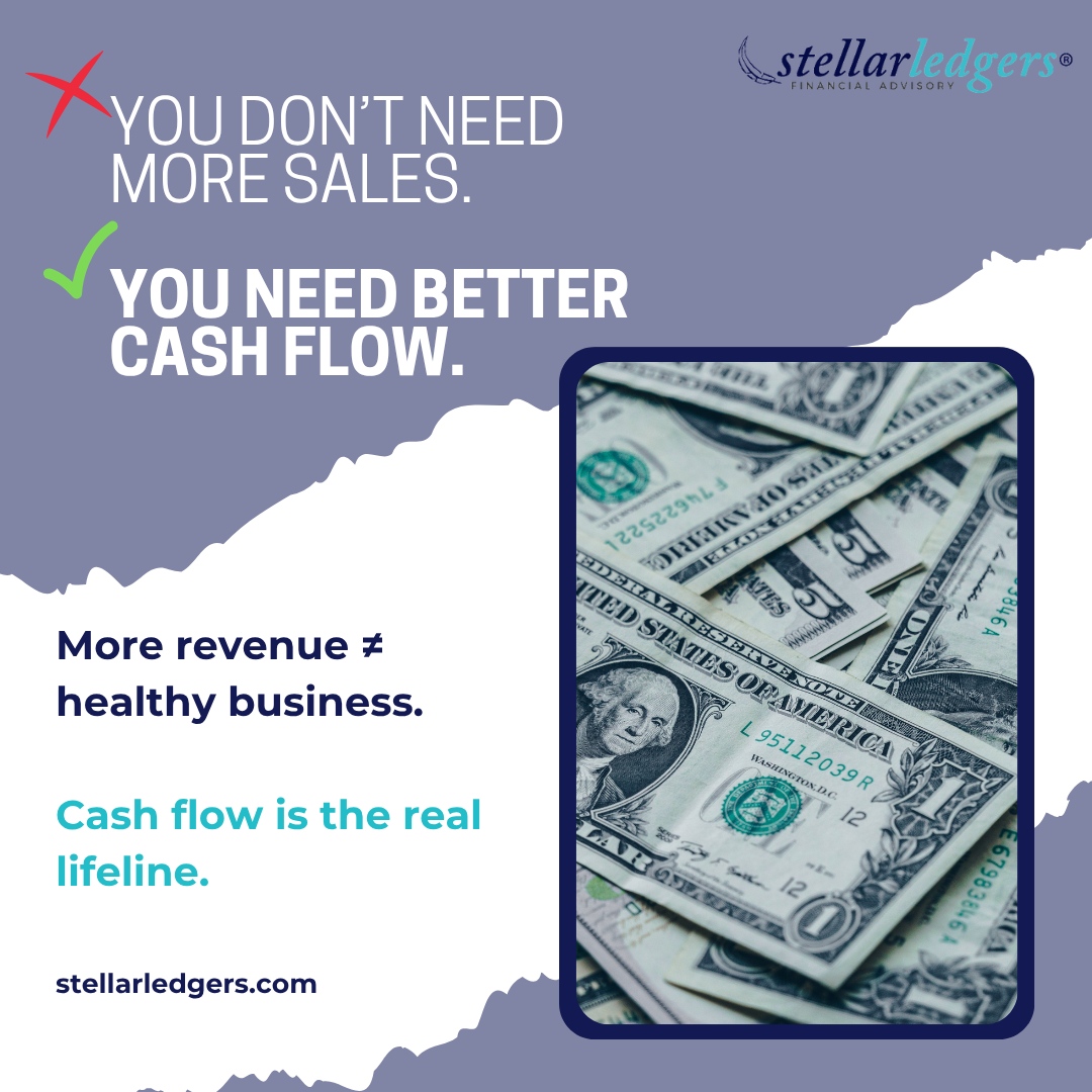 StellarLedgers's tweet photo. Sales ≠ Success.

You can make millions and still go broke without cash flow management.

Want to see the difference?

Book your strategy session or financial consultation today.

Click here 👉 https://t.co/Qrvt67fK9I

#Bookkeeping #Accounting #CFO #TaxTips https://t.co/fJl9YVB8hX