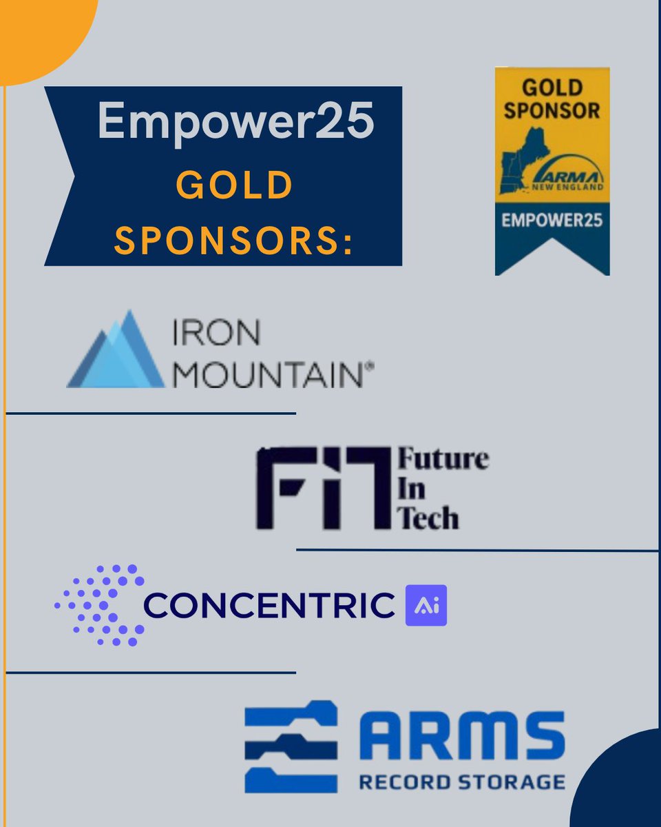 Want to learn more about what these company's have to offer? Register now to receive the Early Bird Rate! 

Thank you to our sponsors for this years event! 

Link to Registration and Info: armane.org 
#ironmountain #futureintech #concentric #armsrecordstorage