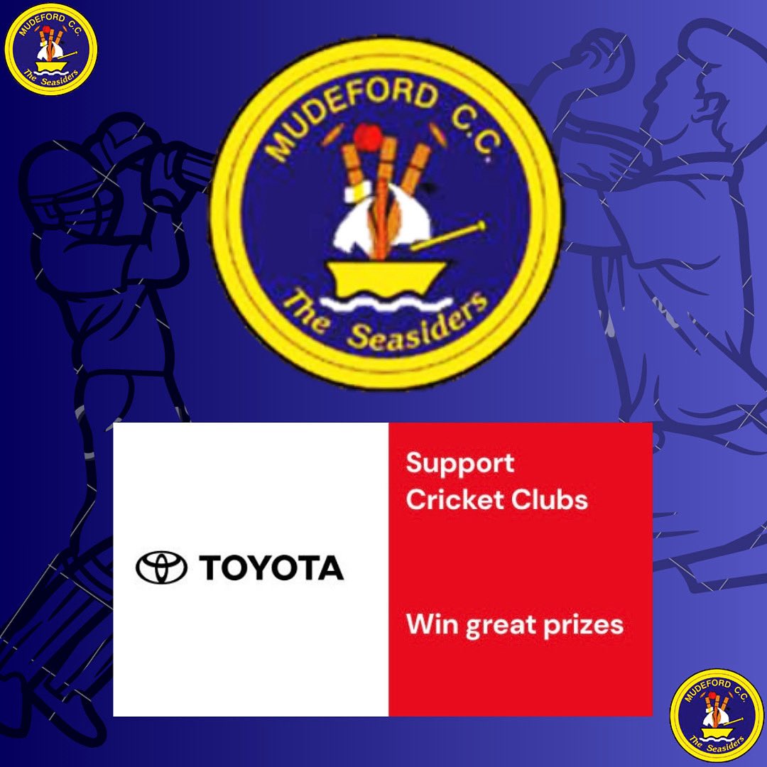 Mudeford Cricket Club is excited to be taking part in Toyota Good For Cricket Prize Draw, to raise much needed funds and give you, our supporters the opportunity to win big prizes. 
<a href="/SnowsToyota/">Snows Toyota</a> 
toyotagoodforcricket.co.uk/support/mudefo…