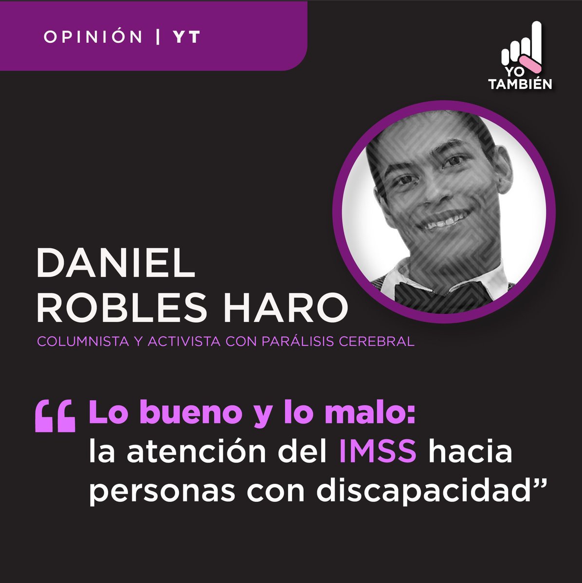 YoTambien's tweet photo. #OpiniónYoTambién 💬 | Lo bueno y lo malo: La atención del IMSS hacia personas con discapacidad

Tras dos recientes visitas a la Unidad de Medicina Familiar 53 del Instituto Mexicano del Seguro Social (IMSS) en Zapopan, Jalisco, Daniel Robles Haro (@DanielRoblesMEX) nos relata sus experiencias. 🏥⚕️

Encontró puntos positivos como la adecuación de instalaciones mediante rampas para usuarios de sillas de ruedas, elevadores en servicio, días y horarios de consulta extendidos y una rápida asignación —apenas dos días después de solicitarla— en su cita de especialidad para neurología. ✅

Sin embargo, aún con estos avances, ya en su segunda visita se encontró con un neurólogo nuevo que desconocía el expediente, diagnóstico, contexto y vida de Daniel, por lo que se le aclaró de inicio que Robles no vive con ningún daño cognitivo, así como su forma de comunicación. Tras una muy breve consulta en la que el activista buscaba un ajuste a sus medicamentos, dieta y en visito bueno para un procedimiento dental, el especialista emito una receta en la que se lee: 

“Problema: RETRASO MENTAL PROFUNDO” ❌

Hay tres graves errores: 
1) Catalogar una discapacidad como “problema”
2) Referirse a la discapacidad intelectual o cognitiva como “retraso mental” 
3) Ignorar el expediente y la propia aclaración de Daniel en donde se informa que él no vive con esa condición 

🗣️ Ante este hecho, Robles hace una llamado a la comunidad de Yo También preguntando ¿qué debería hacer? 

🔗 Consulta su texto en nuestro portal: https://t.co/i4fkbuNizP