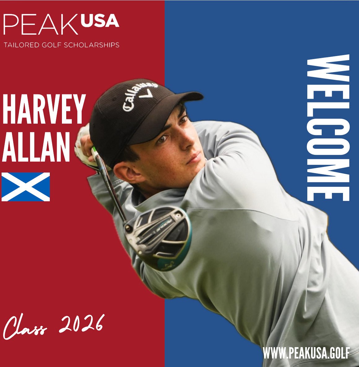 🚨NEW SIGNING🚨

We are delighted to announce our latest signing of Harvey Allan from St.Andrews l 🏴󠁧󠁢󠁳󠁣󠁴󠁿 to the 2026/27 #teampeakusa recruitment class. Harvey is part of the 🏴󠁧󠁢󠁳󠁣󠁴󠁿 National pool squad who recently qualified for the 🏴󠁧󠁢󠁳󠁣󠁴󠁿 Am match play stages.