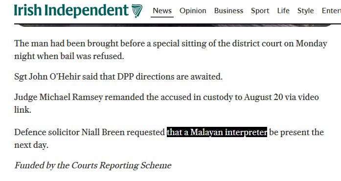 Paul (@peterpaulguy) on Twitter photo 🇮🇪 Ireland - 6th August 2025
Update on the women who was raped in an Irish park in broad daylight.
It is now confirmed that a foreign national raped the women. He required a Malayan translator in court.
Irish journalist <a href="/Healyhack/">Paul Healy</a> described it as "random incident" 🇮🇪 Ireland - 6th August 2025
Update on the women who was raped in an Irish park in broad daylight.
It is now confirmed that a foreign national raped the women. He required a Malayan translator in court.
Irish journalist <a href="/Healyhack/">Paul Healy</a> described it as "random incident"