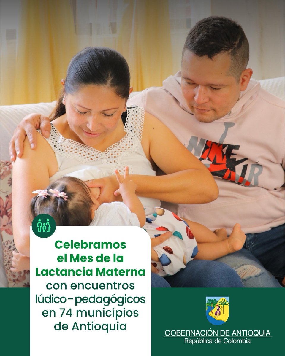 Gobernación de Antioquia (@gobantioquia) on Twitter photo Durante este mes, el programa Arrullos Antioquia realizará 74 encuentros, llamados “Lactancia Materna, una Práctica de Amor y Vida”, con actividades educativas y lúdicas. 👩🏻🍼🧑🏽🍼
Una iniciativa liderada por la Primera Dama, <a href="/suochoa/">Susana Ochoa</a> , con <a href="/SaludAntioquia/">Secretaría de Salud e Inclusión Social</a> y <a href="/BienestarAnt/">Unidad de Programas Sociales de Antioquia</a> Durante este mes, el programa Arrullos Antioquia realizará 74 encuentros, llamados “Lactancia Materna, una Práctica de Amor y Vida”, con actividades educativas y lúdicas. 👩🏻🍼🧑🏽🍼
Una iniciativa liderada por la Primera Dama, <a href="/suochoa/">Susana Ochoa</a> , con <a href="/SaludAntioquia/">Secretaría de Salud e Inclusión Social</a> y <a href="/BienestarAnt/">Unidad de Programas Sociales de Antioquia</a>