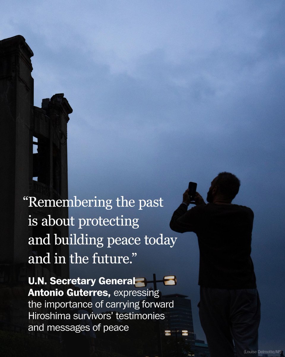 washingtonpost's tweet photo. On Wednesday, about 55,000 people, including representatives from a record 120 countries and regions, attended a memorial service to mark the 80th anniversary of the WWII U.S. atomic bombing in Hiroshima. https://t.co/kFlhV2W8Iy https://t.co/zAGLv5S4SW