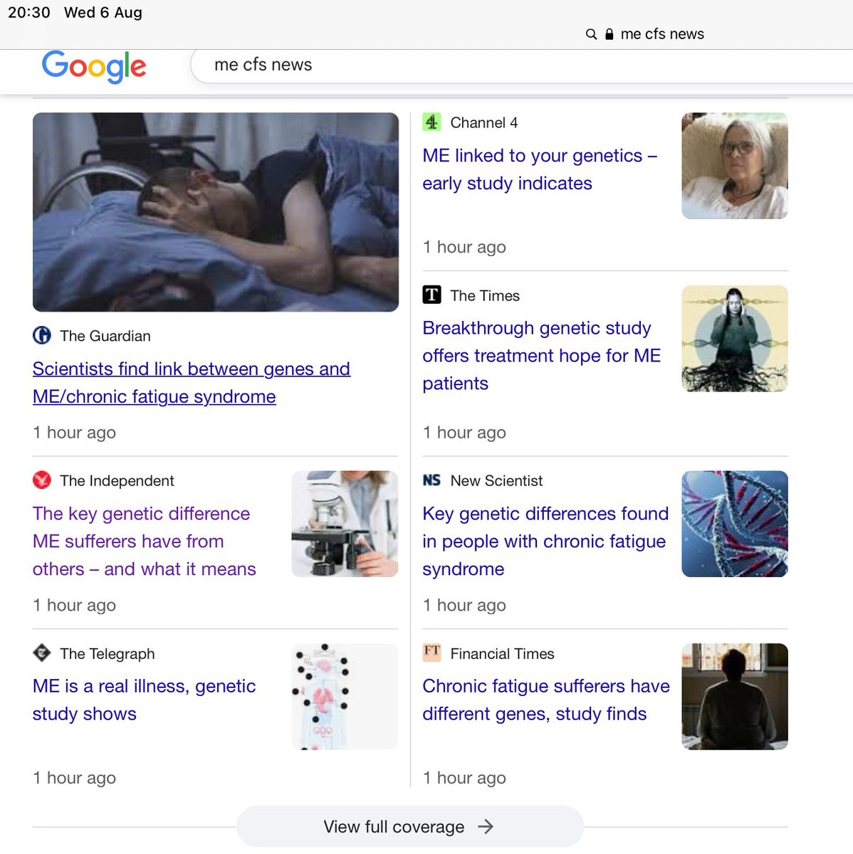 Look 👀 at this - five of the news outlets are actually using ‘ME’ in their headline, and four of those are using it exclusively, without CFS!! That’s real change right there.