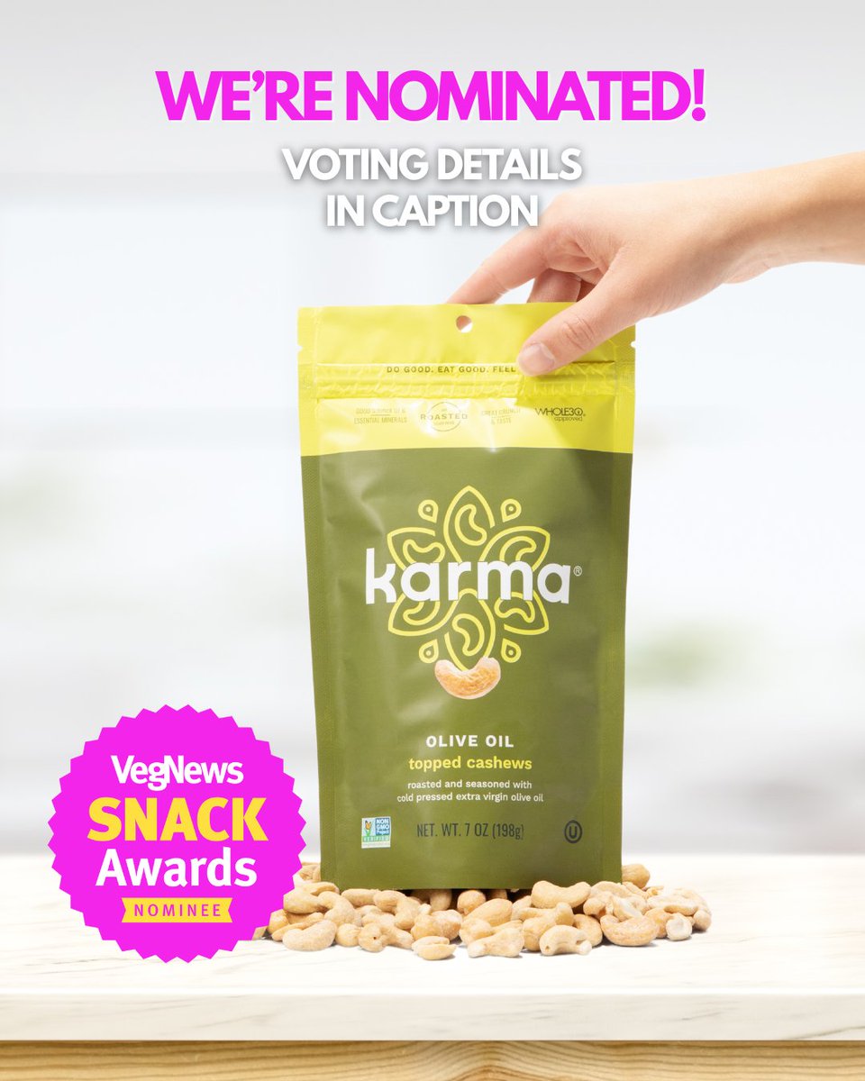 We've been nominated in <a href="/VegNews/">VegNews</a> first-ever Snack Awards as part of their Best Nut Snack category!🥳  

Voting ends August 31st!

vegnews.com/vegnews-snack-…