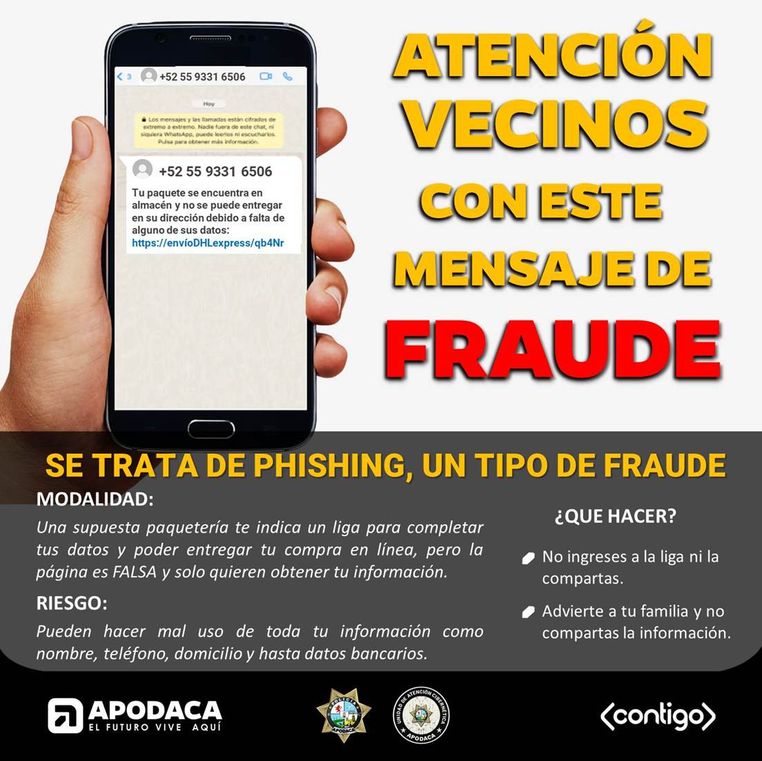 Atentos vecinos con la siguiente modalidad de Fraude.  #ElFuturoViveAquí #ServirYProteger