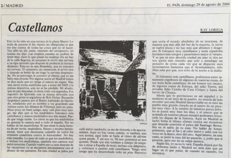 Ensamble14's tweet image. “un buen amigo, muy culé pero muy amigo, me dijo que si los madrileños fuéramos más castellanos y menos madrileños nos iría mejor” “puede que aún estemos a tiempo de empezar a mirar a España de reojo, incluso con desprecio, y volvernos a cambio más castellanos” (Ray Loriga, 2004)