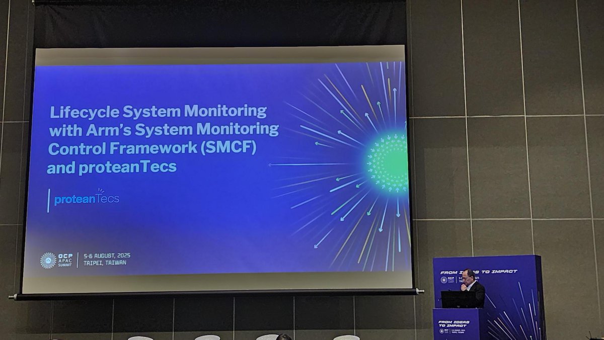 ProteanTecs's tweet image. 🎉 A great week at #OCPAPAC Summit 2025 in Taipei!

Thanks to @OCPGroup for hosting. proteanTecs was proud to present with Arm:

Lifecycle System Monitoring with Arm’s SMCF + proteanTecs
by Dragon Hsu, Director of Application Engineering
