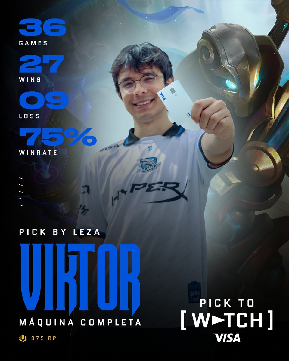 ¡ATENTOS A LA PROMESA! 🧐

El Viktor de <a href="/leza_lol/">Leza</a> fue puro cine y es el Pick To Watch de la semana.

Consigue su skin favorita de Viktor, Máquina Completa, pagando con tu tarjeta @VISAMX en la tienda de LoL. 🙌

#GoISG #BeTheShark #LTASul #VisaGaming