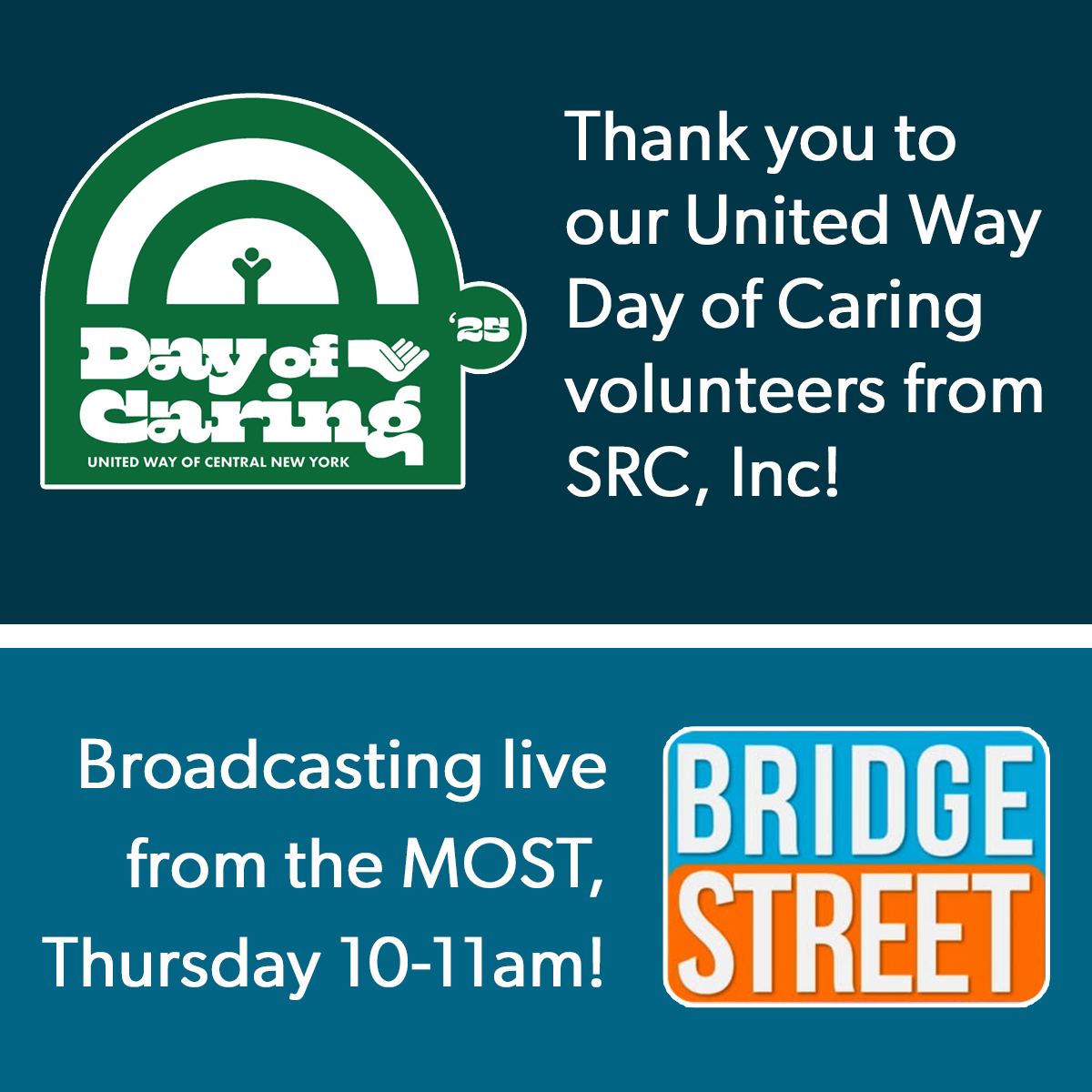 MOST (@mostsyracuse) on Twitter photo Thursday is the <a href="/UWCNY/">United Way of Central New York</a> Day of Caring and we are honored to have volunteers from <a href="/SRCdefense/">SRC, Inc.</a> doing projects at the MOST, Stay Fresh's Tommy Lincoln leading an incredible mural project behind the museum, and <a href="/BridgeStreetTV/">Bridge Street</a> broadcasting live from BUILD 10-11! Thursday is the <a href="/UWCNY/">United Way of Central New York</a> Day of Caring and we are honored to have volunteers from <a href="/SRCdefense/">SRC, Inc.</a> doing projects at the MOST, Stay Fresh's Tommy Lincoln leading an incredible mural project behind the museum, and <a href="/BridgeStreetTV/">Bridge Street</a> broadcasting live from BUILD 10-11!