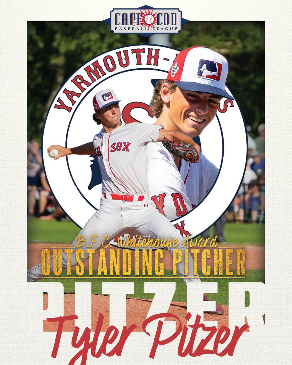 Cape League (@officialccbl) on Twitter photo Dominance on the mound. ⚾️
Tyler Pitzer (<a href="/YD_RedSox/">Y-D Red Sox</a>) is the 2025 BFC Whitehouse Outstanding Cape League Pitcher! Dominance on the mound. ⚾️
Tyler Pitzer (<a href="/YD_RedSox/">Y-D Red Sox</a>) is the 2025 BFC Whitehouse Outstanding Cape League Pitcher!
