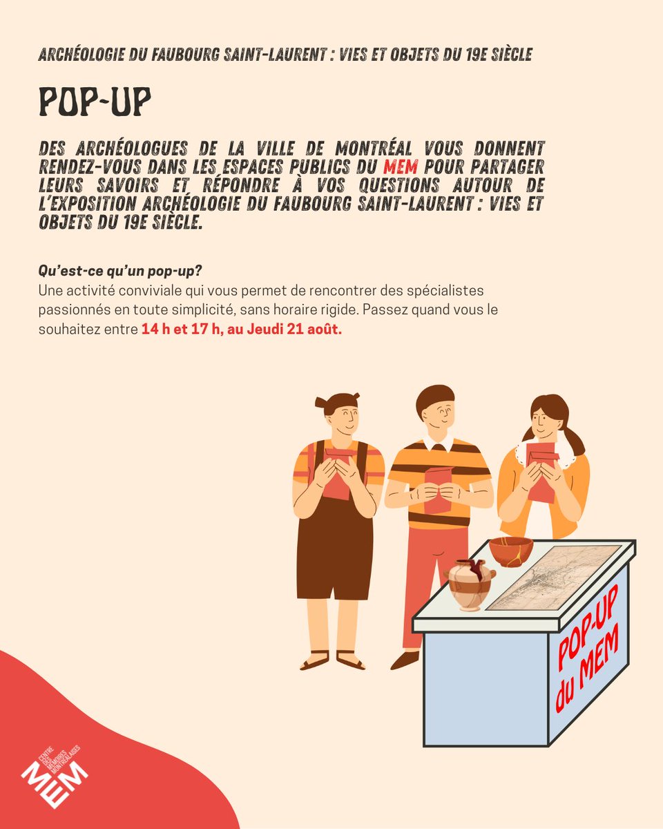 Dans le cadre de l’exposition Archéologie du faubourg Saint-Laurent : vies et objets du 19e siècle, nous aurons le plaisir d’accueillir François Gignac et Sébastien Leduc archéologues à la Division du patrimoine de la Ville de Montréal et commissaires de l’exposition.