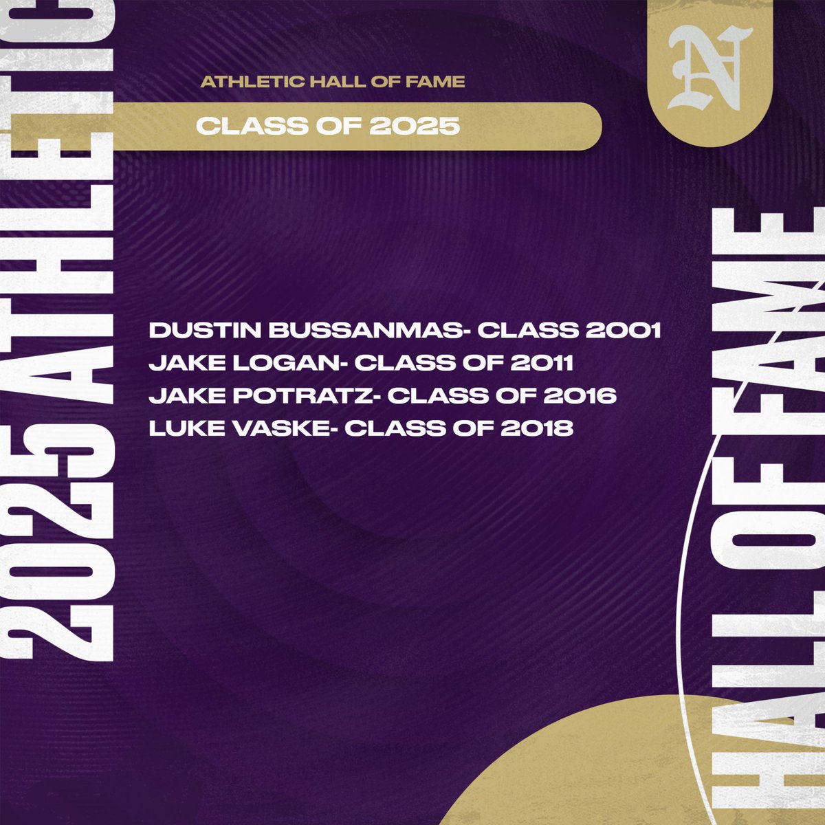 Congratulations to this year's Athletic Hall of Fame Class. They will be inducted at our Hall of Fame ceremony on Thursday, October 2nd at 7 PM!