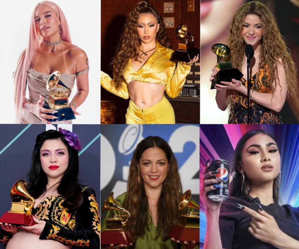 nalgasatwerkear's tweet photo. Artistas femeninas latinas con sus respectivos Grammys.🏆 https://t.co/uXkNscpERI