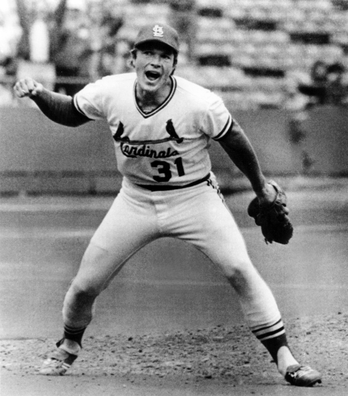 Bob Forsch celebrates after pitching a no-hitter against the Phillies at Busch (April 16, 1978)

#STLCards  #ForTheLou