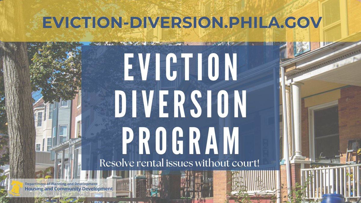 #PhilaDHCD's Eviction Diversion Program provides resources for landlords and tenants in residential rental properties to resolve issues while avoiding a costly or drawn-out court process.

Avoid eviction records and save on legal costs and court fees. 

eviction-diversion.phila.gov