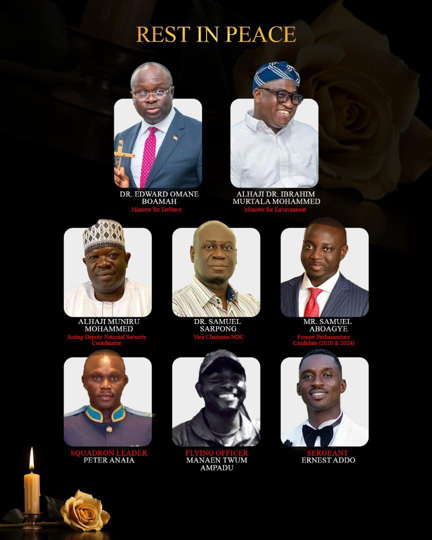 A Dark Day for Our Nation

I am deeply saddened by the devastating news of the tragic helicopter crash that claimed the lives of eight of our dedicated countrymen, gallant compatriots who served Ghana with unwavering commitment and patriotism.

Rest well, noble servants of Ghana.