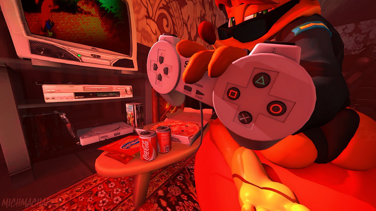 MichMachape's tweet photo. Que Crash no te distraiga, el solo quiere que juegues a su videojuego, confía en ese marsupial nalgón ˙ᵕ˙♡  

Creditos/Modelos en mi FA: https://t.co/VR2jHp8KGq

#crashbandicoot #SFM #3DModel #furry https://t.co/qT6QUy3my8