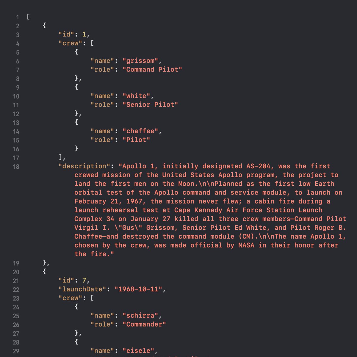 hermanhaidin's tweet image. ☑️ Day 40 of #100DaysOfSwiftUI
The Apollo Missions app is beginning to take shape. All text content in this app is decoded from two JSON files, which turned out to be so convenient but somewhat cumbersome to write.