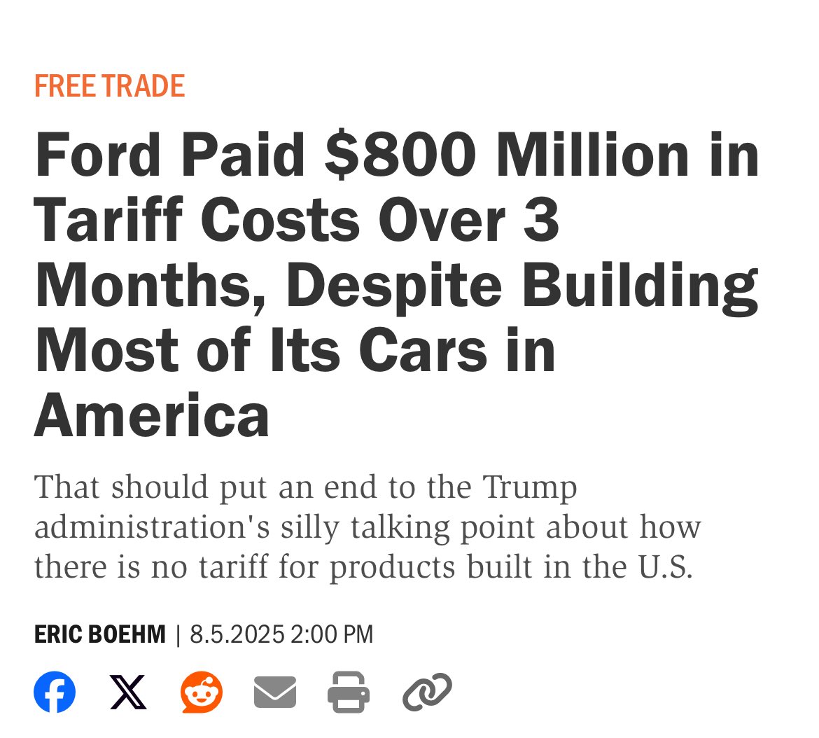 By 2028, no car manufacturers will have operations in the US. It will be cheaper to make the cars abroad and pay the tariffs just on the end product.