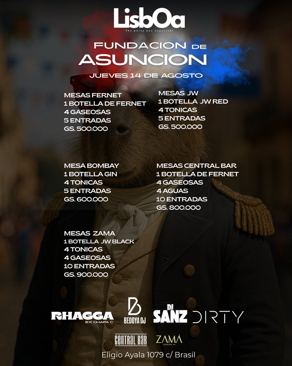 lisbopy's tweet image. RESERVA TU MESA EN LISBOA ‼️
PREVENTA ACTIVADA  🚀 
🗓️ Jueves 14 De Agosto (Víspera de Feriado) 
📍 Eligió Ayala 1079 c/ Brasil @centralbarpy 
🎙️ Artistas Invitados 
📲 Reservas al 0984 004709