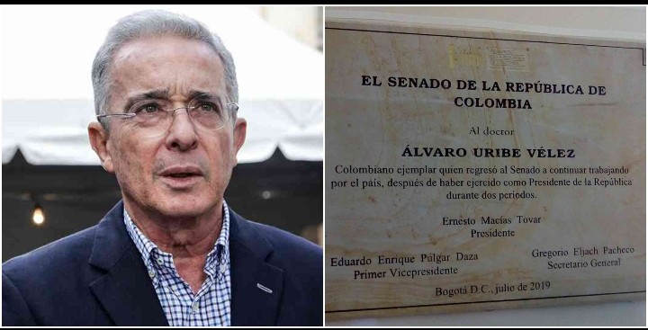 Jair Suerz (@jairsuerz10458) on Twitter photo Levanten la 🖐️ los compatriotas que estamos de acuerdo en que se retiren las placas de los políticos condenados en este país como la que tiene <a href="/AlvaroUribeVel/">Álvaro Uribe Vélez</a> en el congreso de la república. Levanten la 🖐️ los compatriotas que estamos de acuerdo en que se retiren las placas de los políticos condenados en este país como la que tiene <a href="/AlvaroUribeVel/">Álvaro Uribe Vélez</a> en el congreso de la república.